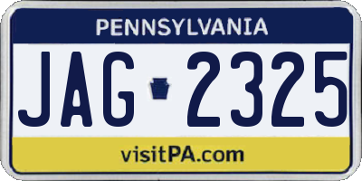 PA license plate JAG2325