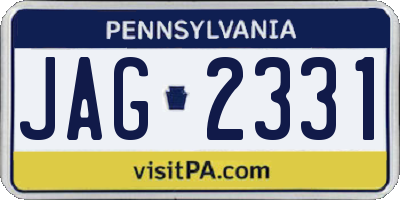 PA license plate JAG2331