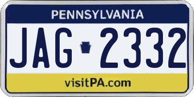 PA license plate JAG2332