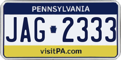 PA license plate JAG2333