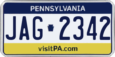 PA license plate JAG2342