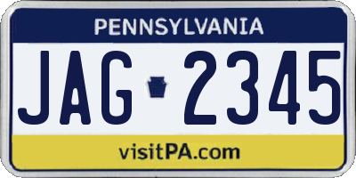 PA license plate JAG2345