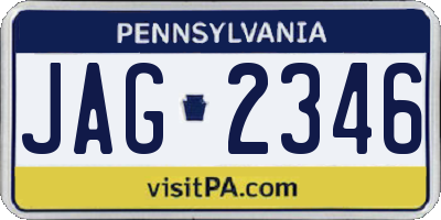 PA license plate JAG2346