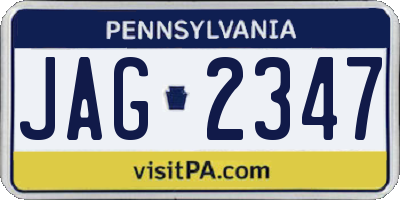 PA license plate JAG2347