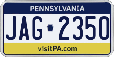 PA license plate JAG2350