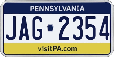 PA license plate JAG2354