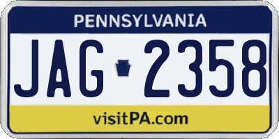 PA license plate JAG2358
