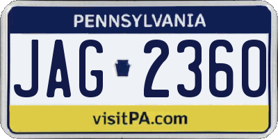 PA license plate JAG2360