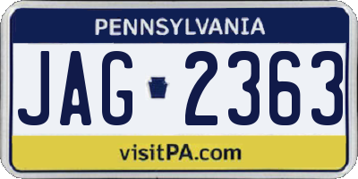 PA license plate JAG2363