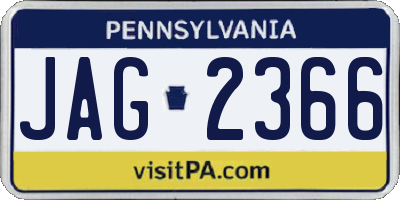 PA license plate JAG2366