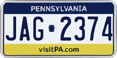 PA license plate JAG2374