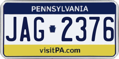 PA license plate JAG2376