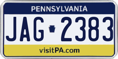 PA license plate JAG2383
