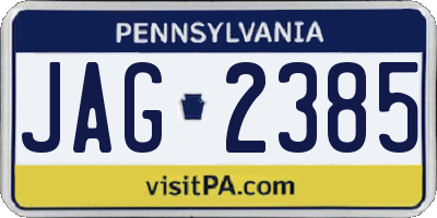 PA license plate JAG2385