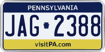 PA license plate JAG2388
