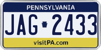 PA license plate JAG2433