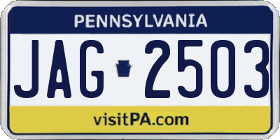 PA license plate JAG2503