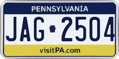 PA license plate JAG2504