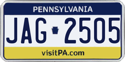 PA license plate JAG2505