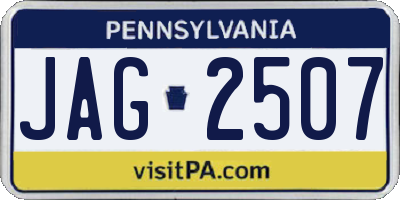 PA license plate JAG2507