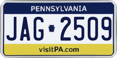 PA license plate JAG2509