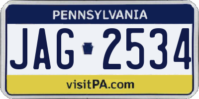 PA license plate JAG2534