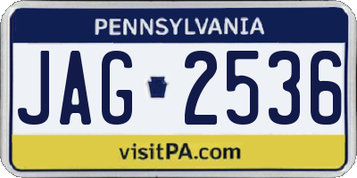 PA license plate JAG2536