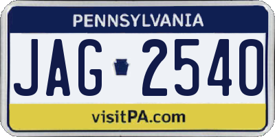 PA license plate JAG2540