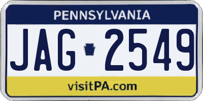 PA license plate JAG2549