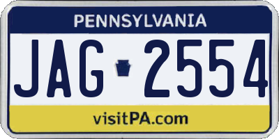 PA license plate JAG2554