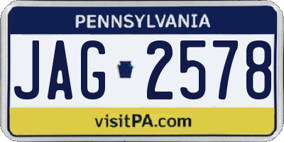 PA license plate JAG2578