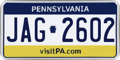 PA license plate JAG2602