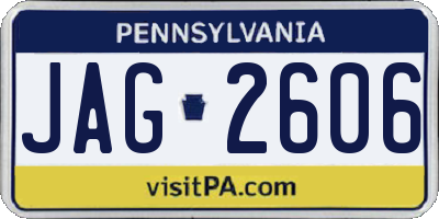 PA license plate JAG2606