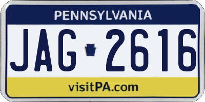 PA license plate JAG2616