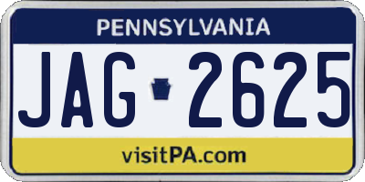 PA license plate JAG2625