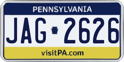 PA license plate JAG2626