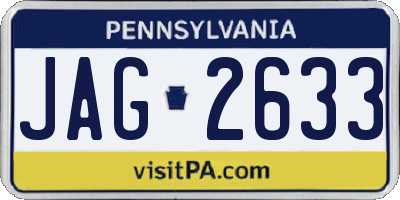 PA license plate JAG2633