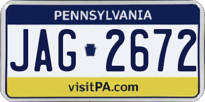 PA license plate JAG2672