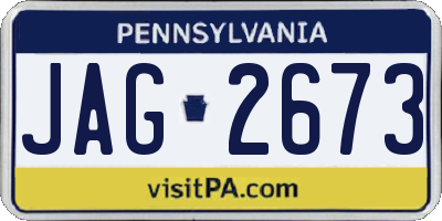 PA license plate JAG2673