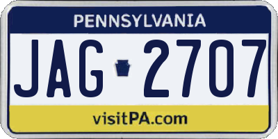 PA license plate JAG2707