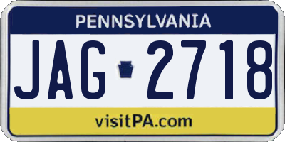 PA license plate JAG2718