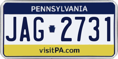 PA license plate JAG2731
