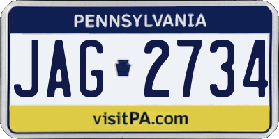 PA license plate JAG2734