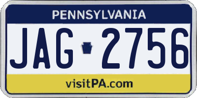 PA license plate JAG2756