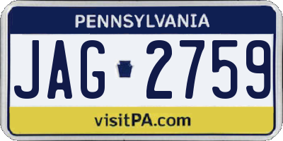 PA license plate JAG2759