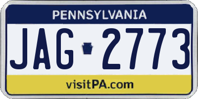 PA license plate JAG2773
