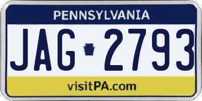 PA license plate JAG2793