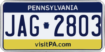 PA license plate JAG2803