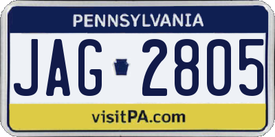 PA license plate JAG2805