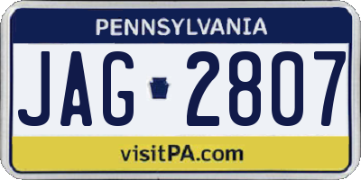 PA license plate JAG2807